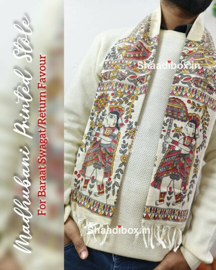 Madhubani Printed Stole for Baraat Swagat (1.3m)